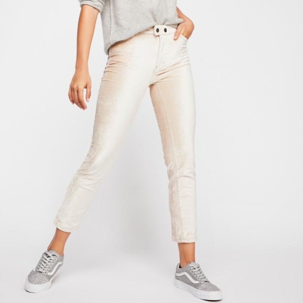 We The Free People Sweet Jane Velvet Skinny Pants 27 pink